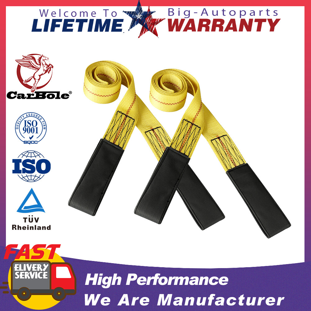 2Pack 2" x 6FT Lifting Sling Straps with Heavy Duty Flat Loops Performance Strap