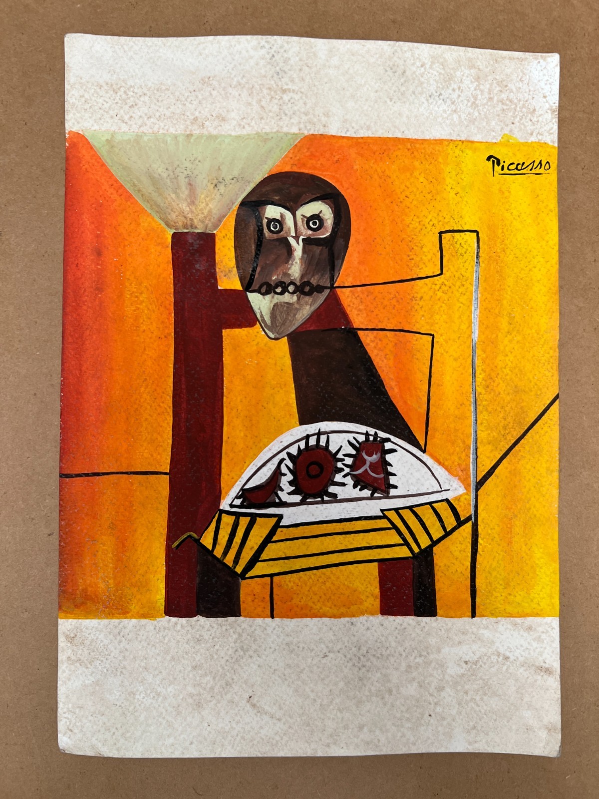 Pablo Picasso Drawing on paper (Handmade) signed and stamped mixed media.