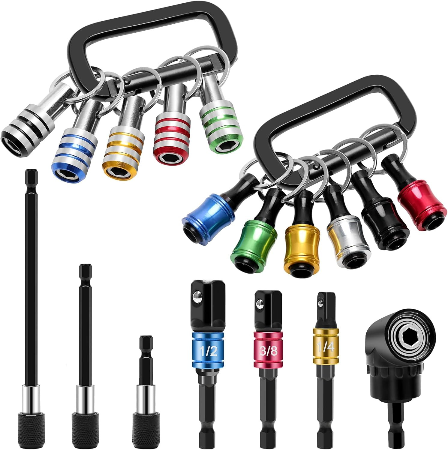 20x 1/4" Hex Shank Drill Bit Holder Keychain Impact Drill Sockets Adapter Driver