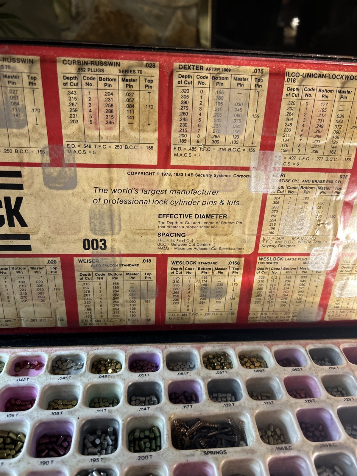 Vintage U.S. Lock Professional Pin Kit
