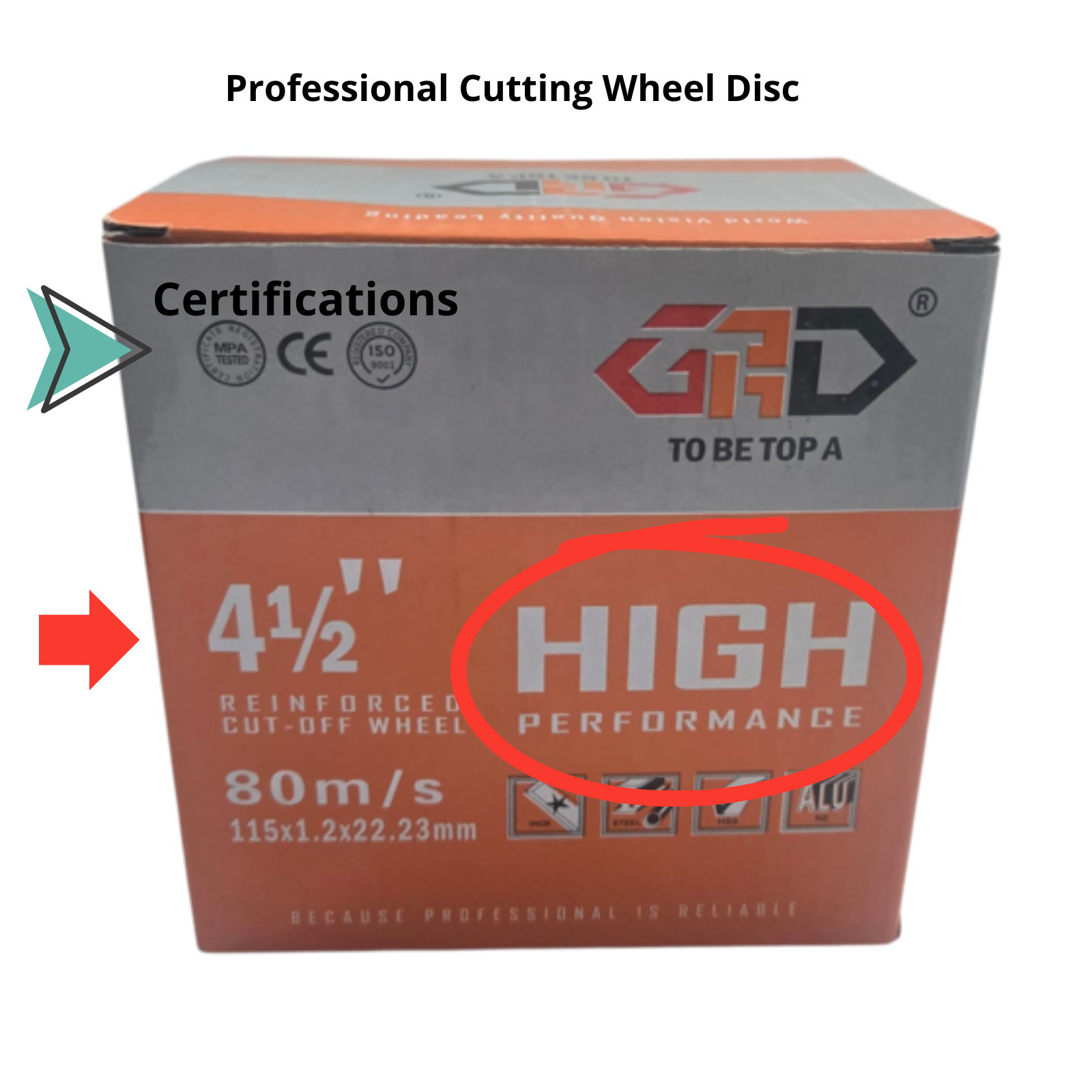 GRD Reinforced Cutting Disc 4 1/2" (115 mm) Cut-off Wheels Metals. 10 pcs