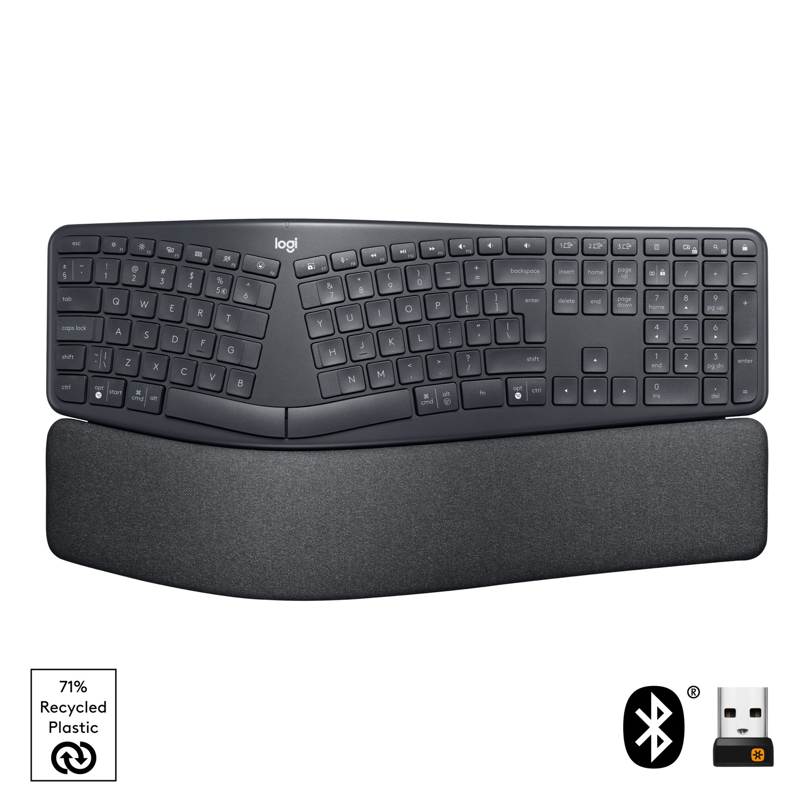 Logitech Ergo K860 Wireless Ergonomic Keyboard - Split Keyboard with Wrist Rest