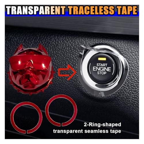 Bully Dog Car Push Start Button Cover - Zinc Alloy Engine Ignition Switch Red