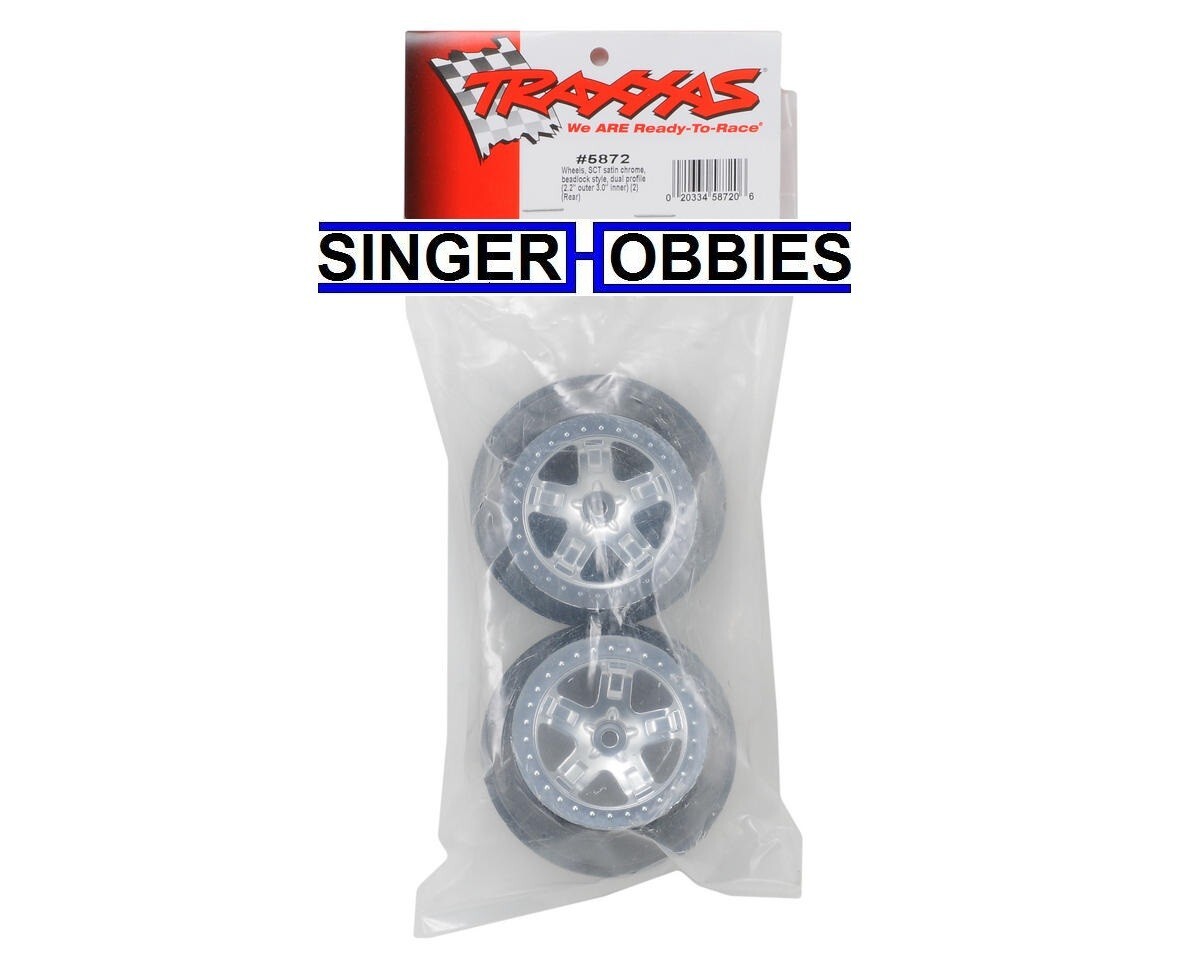 Traxxas 5872 Wheels SCT Satin Chrome Beadlock Style Dual Profile 2.2"/3.0" TRA1