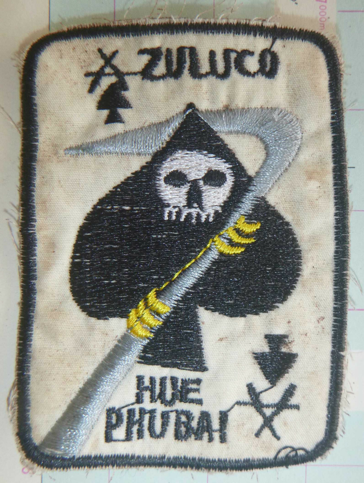 ZULU - Patch - GRIM REAPER - 101st Airborne - HUE, PHU BAI - Vietnam War - xxx W