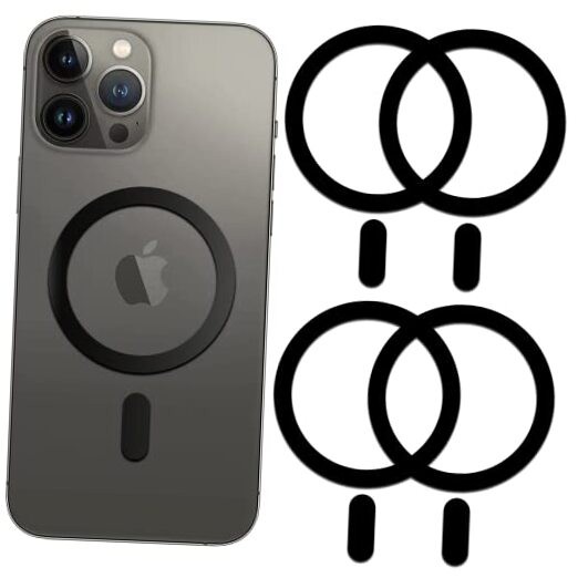 Metal Ring Adhesive Sticker Rings for iiPhone 12 13 14 15 Case Black 4p