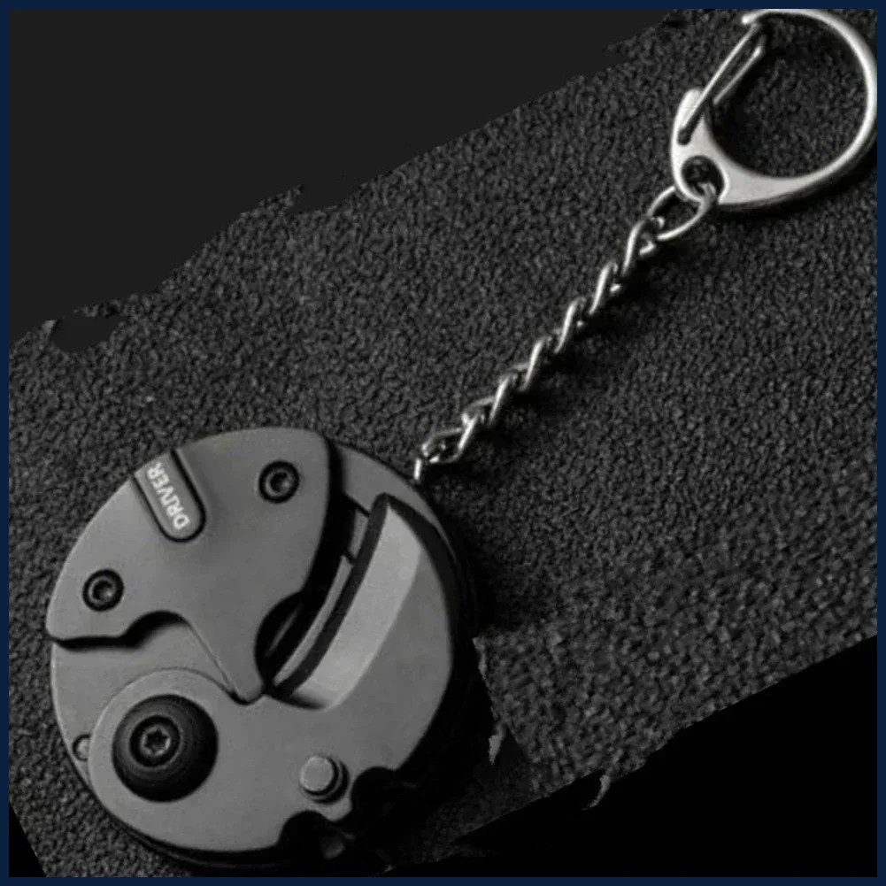 Multifunctional EDC Keychain Screwdriver Hex Coin Folding Pocket Tool