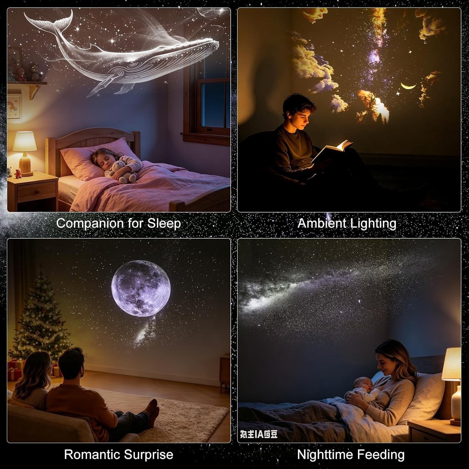 2-in-1 Galaxy Projector Night Light Starry Sky Projector High Resolution Bedroom