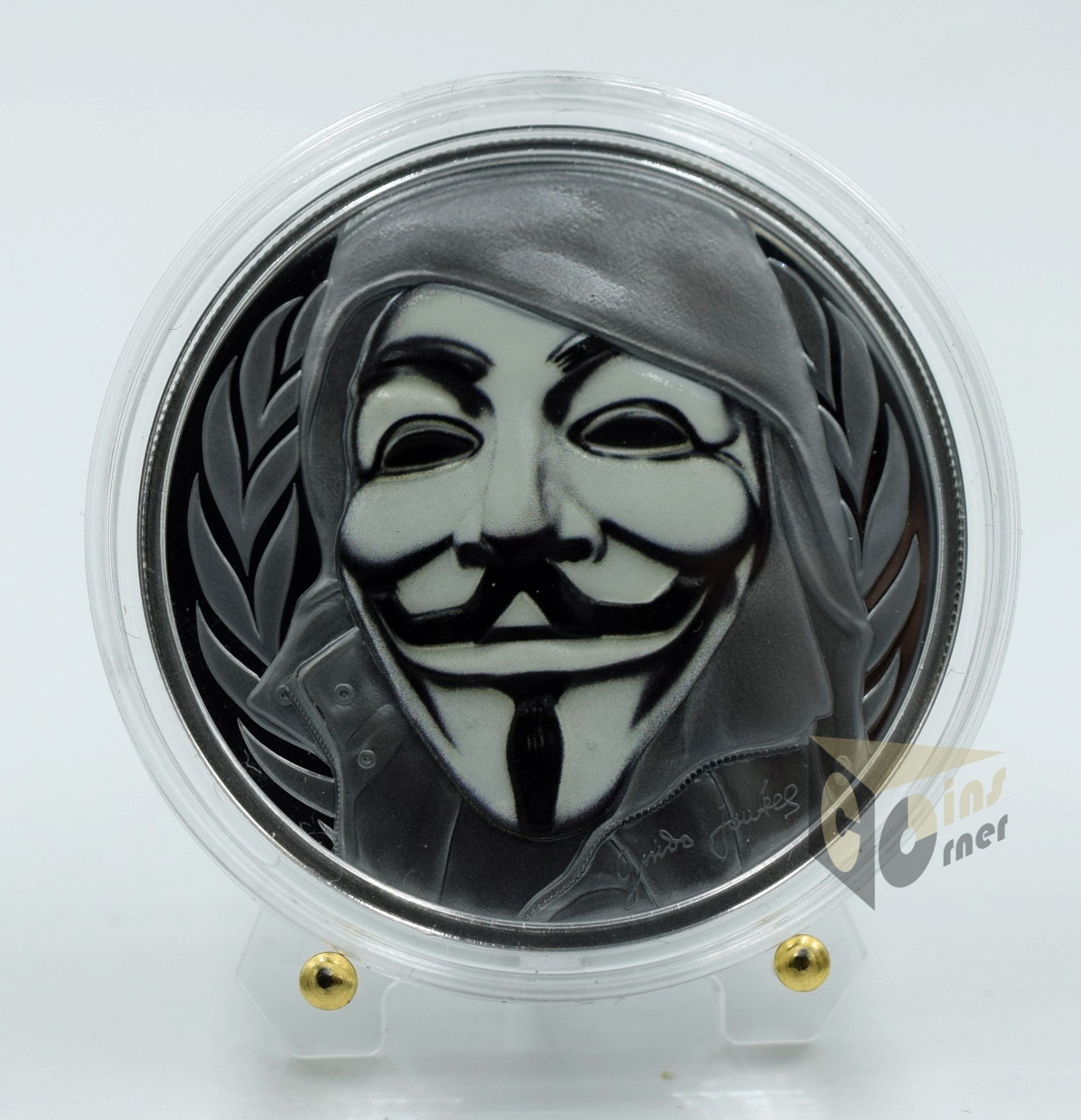 Cook Islands 2016 Guy Fawkes Mask 1 Oz Silver Black Proof Coin