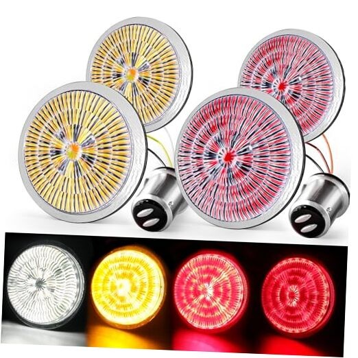 New Upgrade 2 Front 1157+Rear 1157 Front White+Yellow, Rear Red+Bright Red