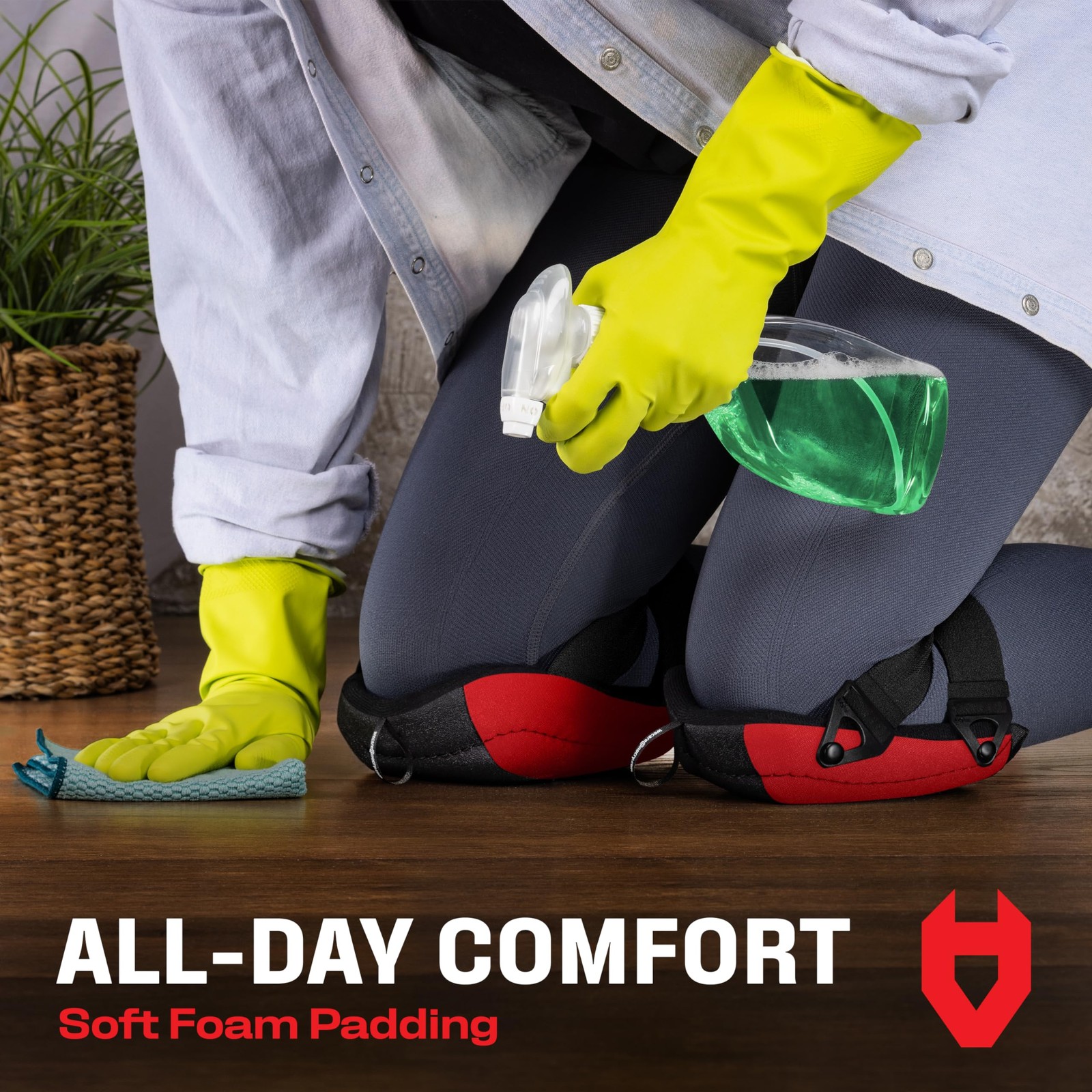 NoCry Flooring and Roofing Knee Pads with Foam Padding and Assorted Colors