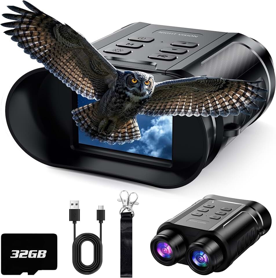 Birthday Gifts & Night Vision Goggles - 5W Upgraded 4K HD IR Binoculars - 8X