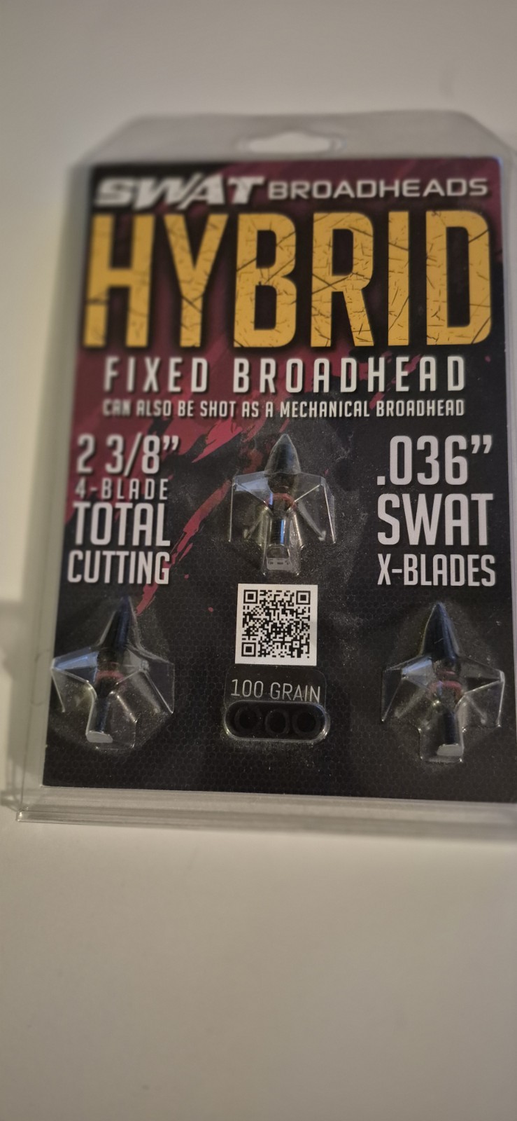 SWAT Broadheads Hybrid Fixed Broadhead 100 Grain 4-Blade 2 3/8in Crossbow