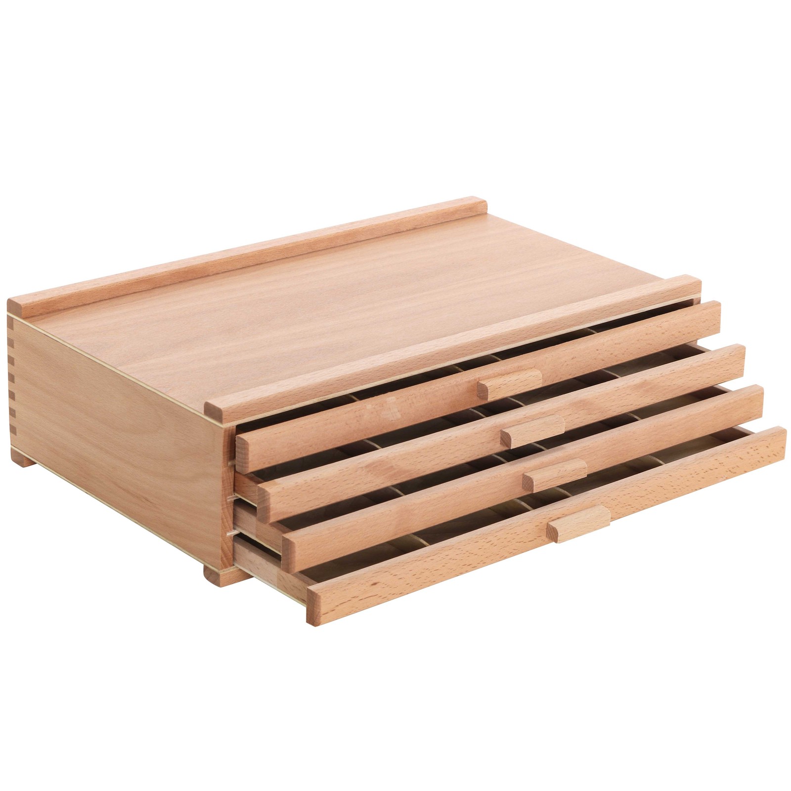 US Art Supply® Artist Wood Pastel, Pen, Marker Storage Box with 4-Drawers