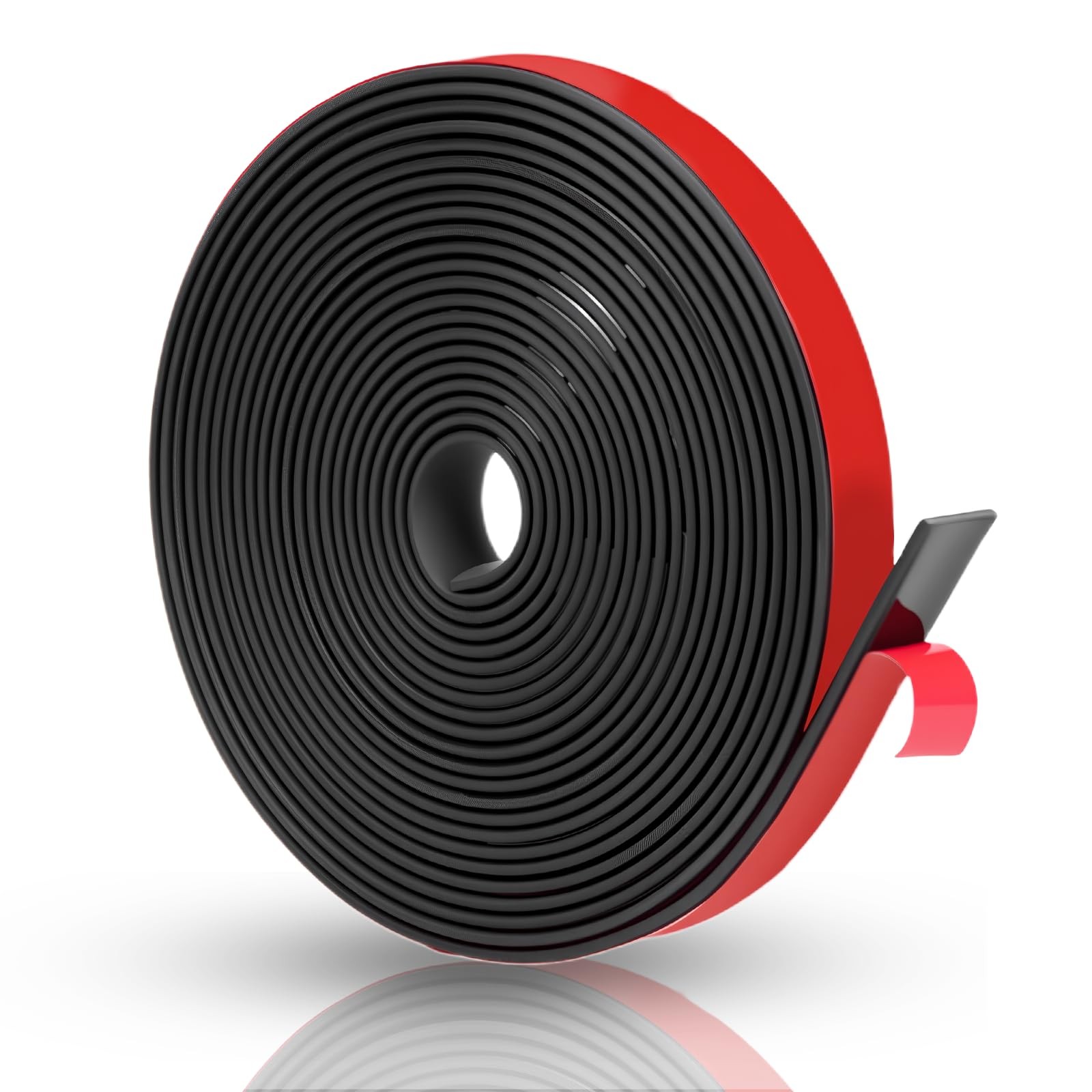 Qyueyue Adhesive Solid Rubber Strips - 1/2" Wide x 0.5" W X 180" L, Black