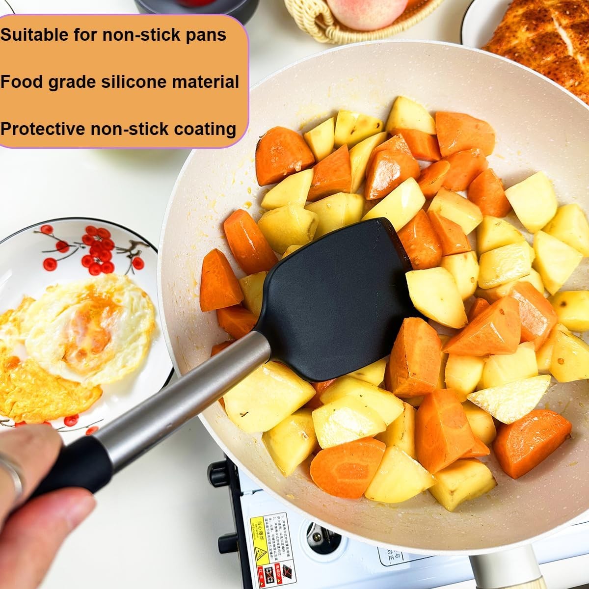 Spatula Set Silicone Heat Resistant for Nonstick Cookware Rubber Silicone