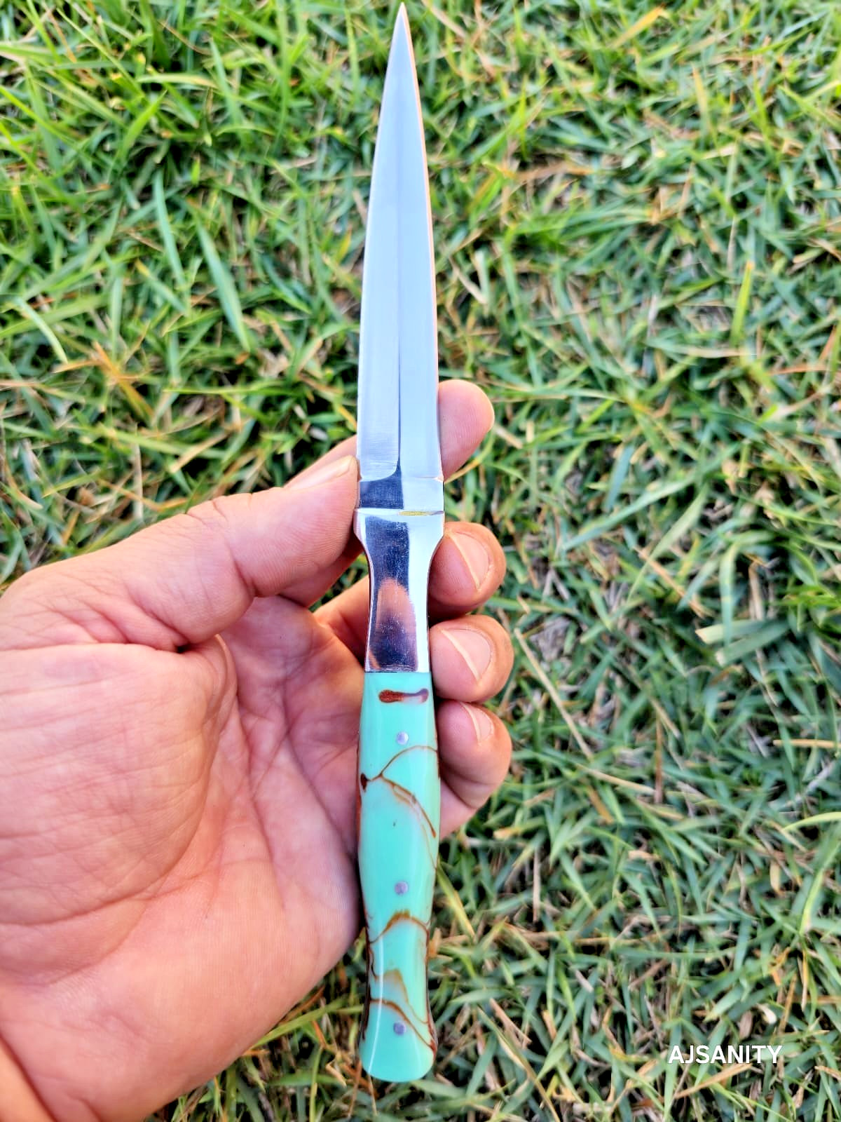 Handmade Forged Steel Double Edge Dagger Hunting Knife -Throwing