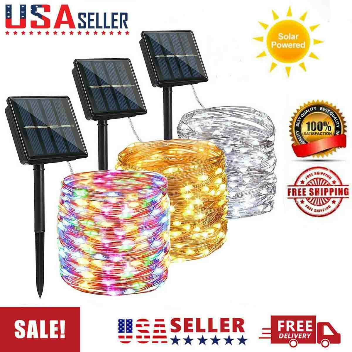 100 LED Solar Fairy String Lights Outdoor Lights Waterproof Garden Yard Decor