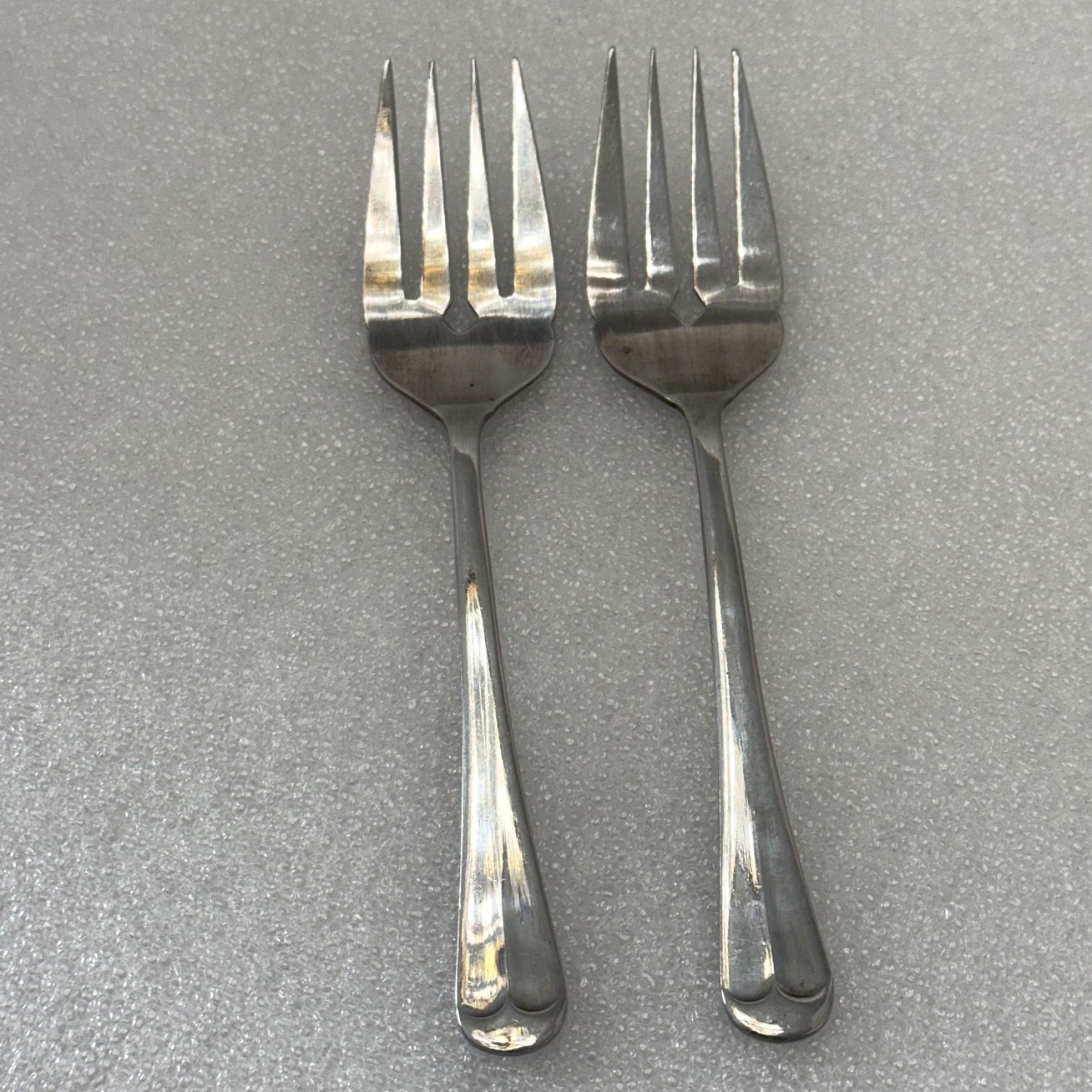 2 Salad Dessert Forks International Stainless Korea Center Ridge Flatware