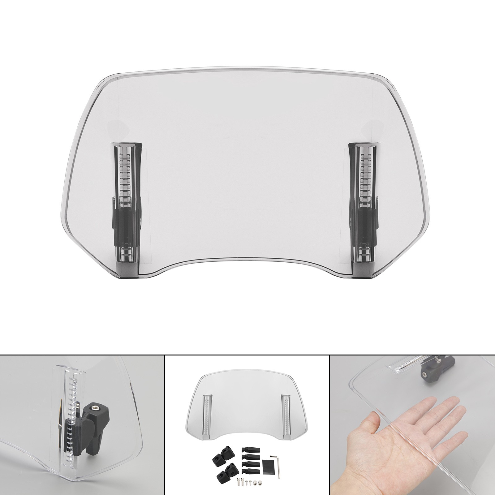 Universal Adjustable Windshield Clip On Wind Screen Deflector Extension Spoiler#