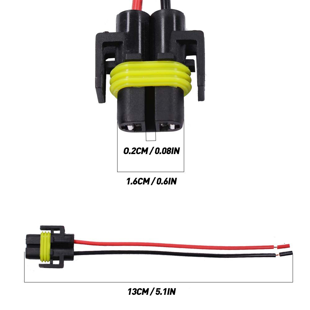Wire Pigtail Female H11 S Two Harness Head Light Low Beam Socket Connector Plug