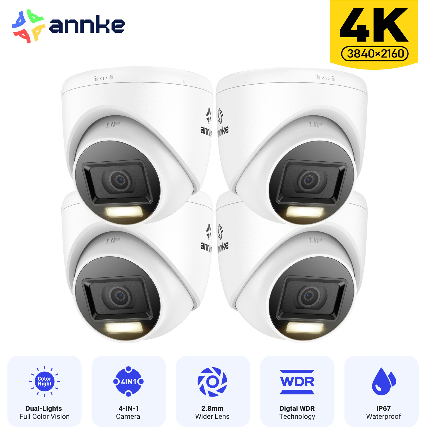 ANNKE 4K 8MP 4IN1 Home CCTV Security Camera Outdoor IR & Color Night Vision IP67
