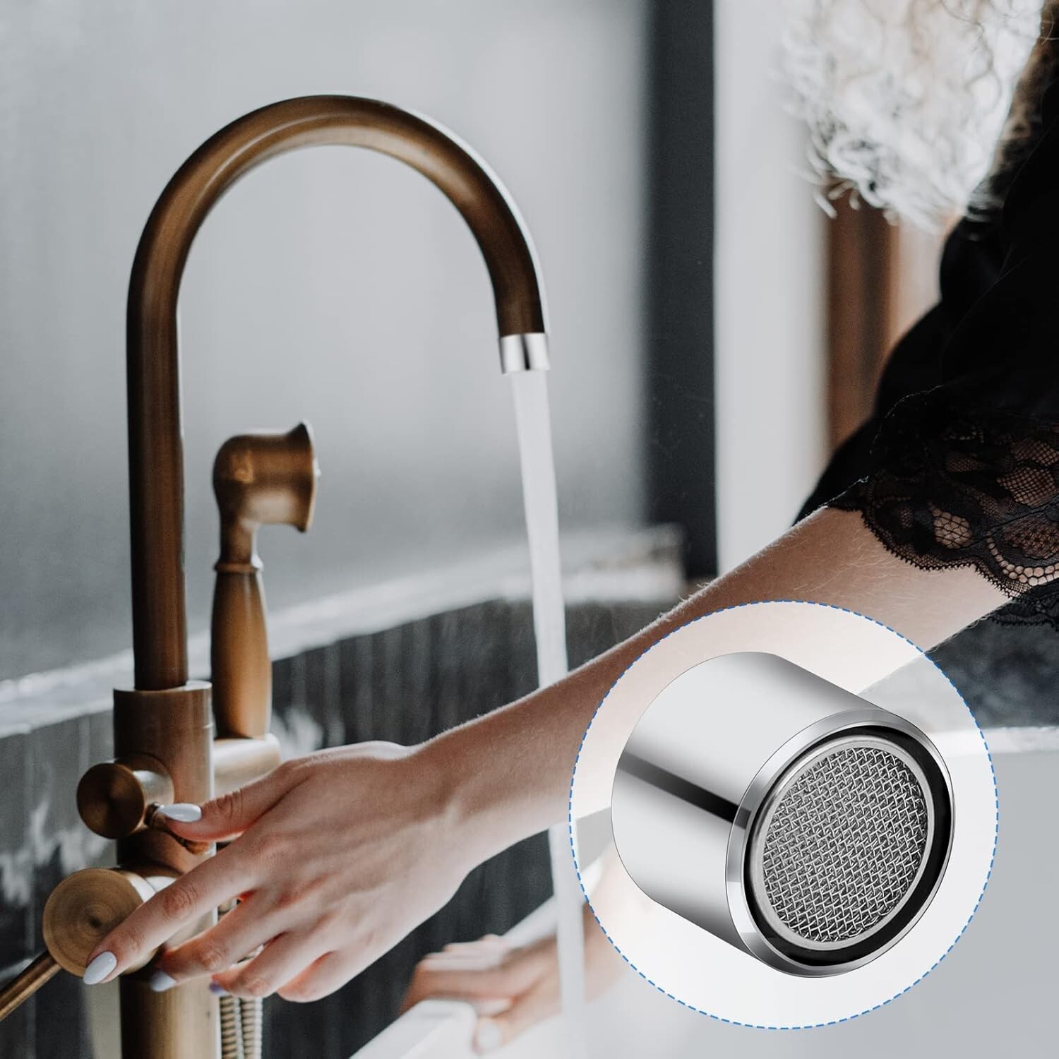 4 Pcs Bathroom Sink Filter Kitchen Faucet Aerator with Brass Shell Female Thread