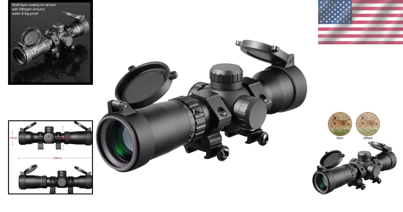 Crossbow Scope 1.5-5x32, 300-450 FPS Adjustment, Illuminated-