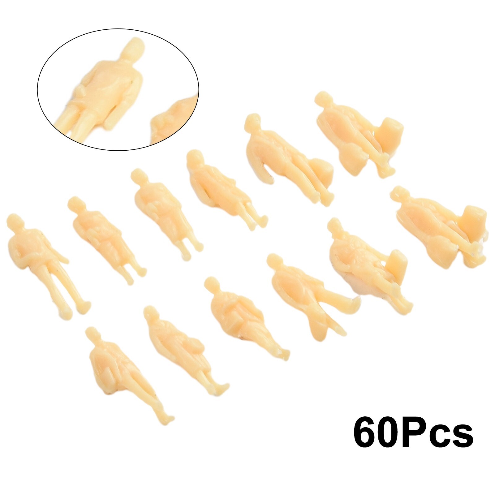 60pcs Model Figures 1:87 Unpainted H0 Figures Standing H0 Accessories Plastic