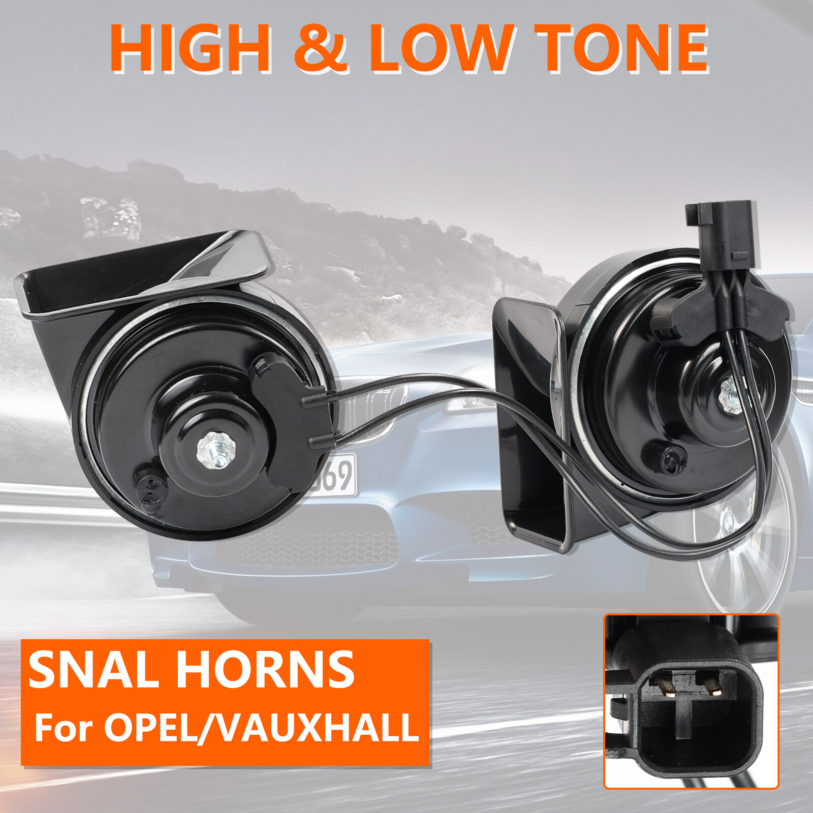 12V 110-125db 410/510Hz High Low Pitch Snail Horn For Vauxhall Corsa Zafira