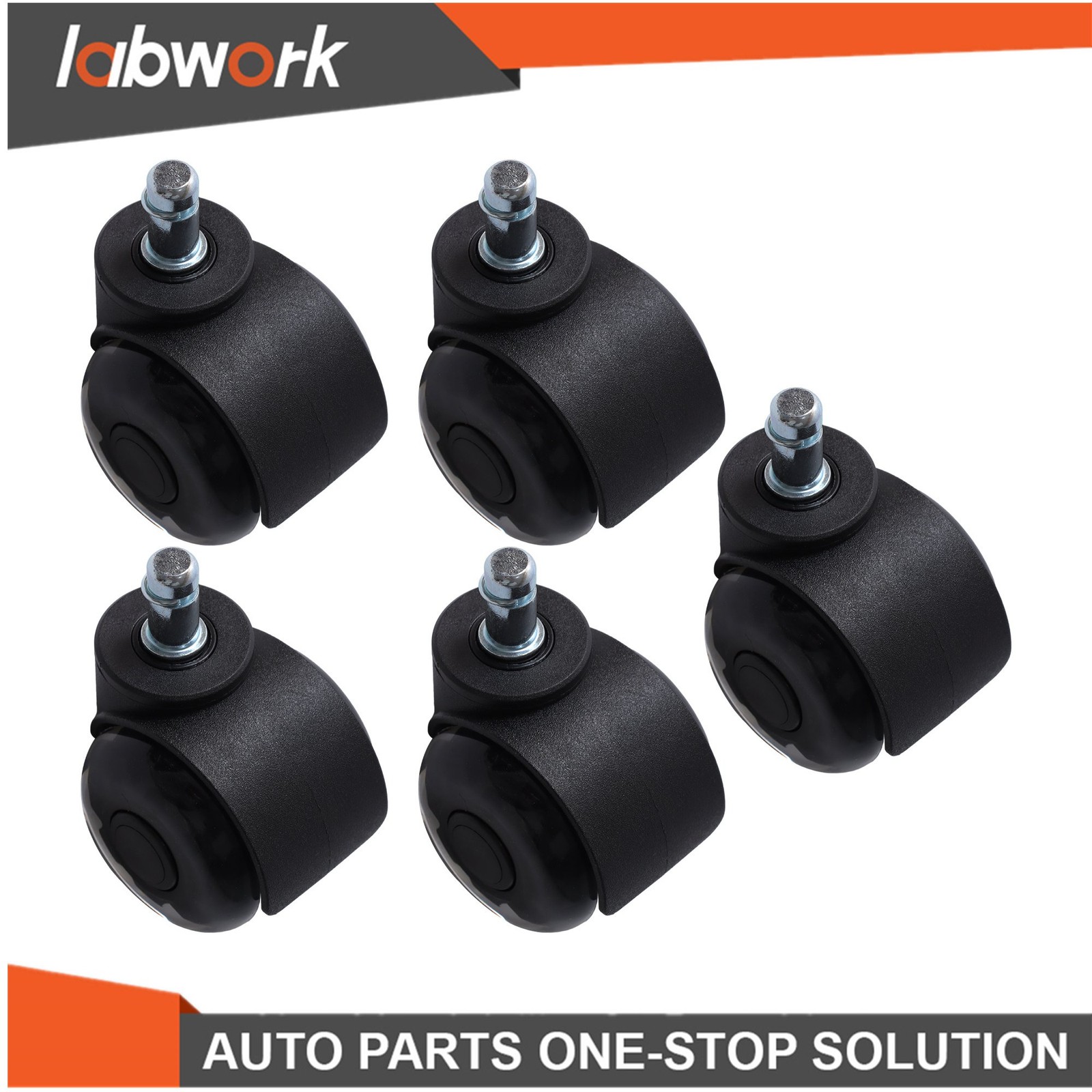 Labwork 5 Pack 2 Inch Universal Mute Rubber Chair Casters 360° Swivel Wheels
