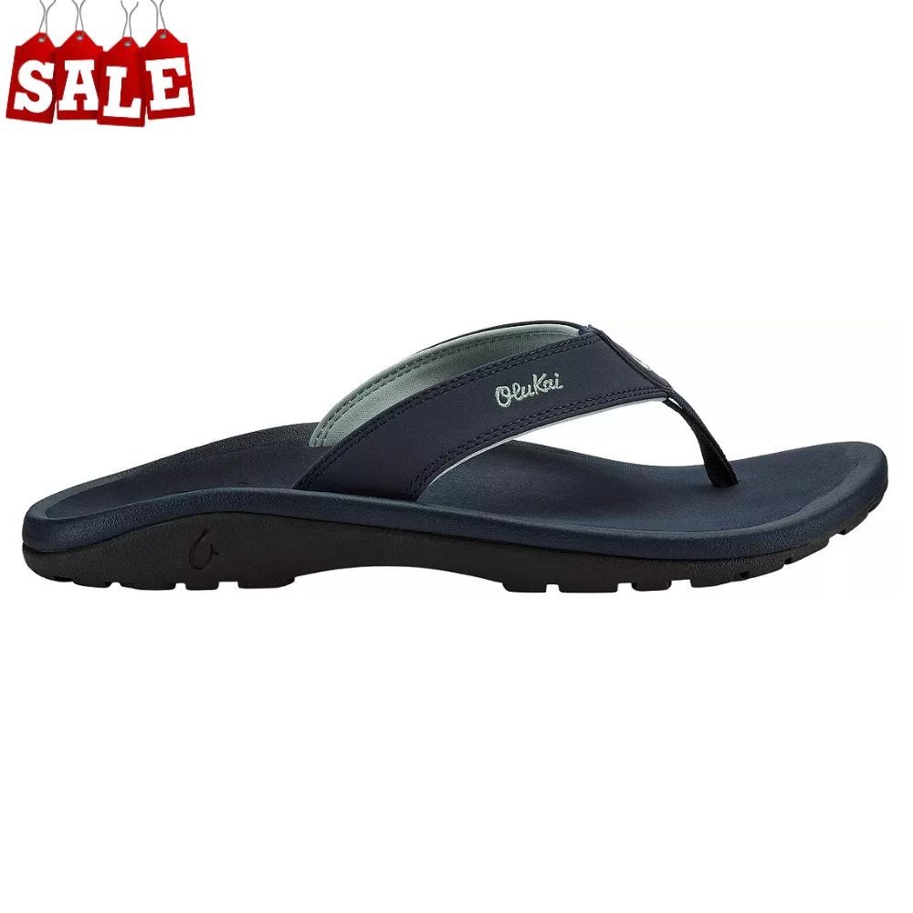 New- OluKai Men's Ulele Flip Flop - Color: Trench Blue/Trench Blue, size 8-15