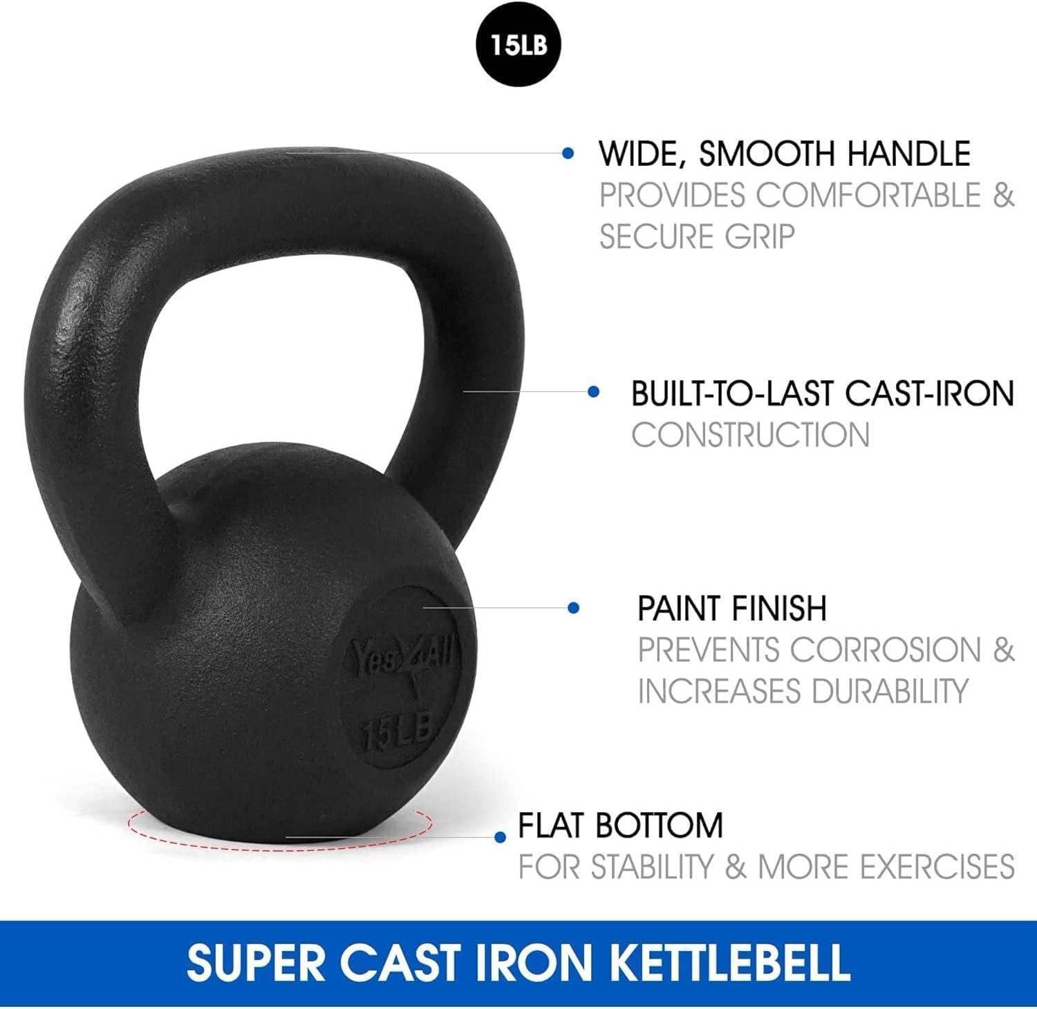 Cast Iron Kettlebell, Strength Training Kettlebells 5-80 Lb (5,10,15,20,25,30,35