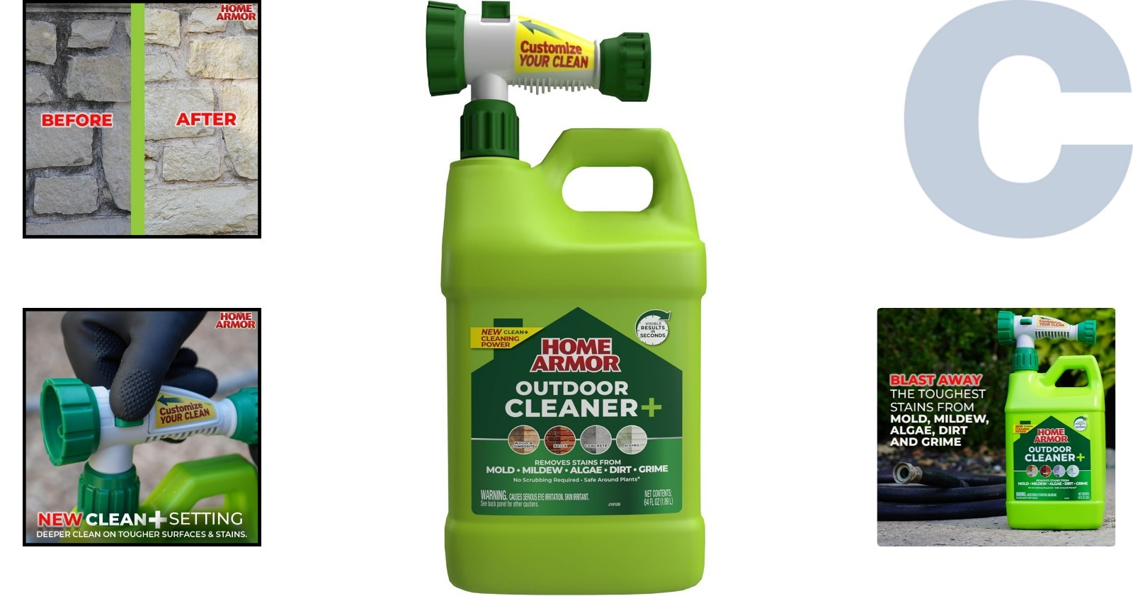Versatile 64 oz Outdoor Cleaner+ - Quick & Easy Stain Removal For All Surfaces