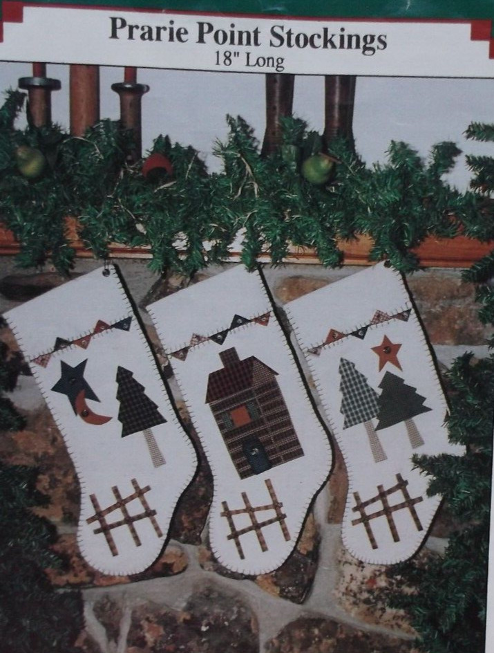PRAIRIE POINT STOCKING patten 18" uncut applique Christmas Calico Mountain 1995