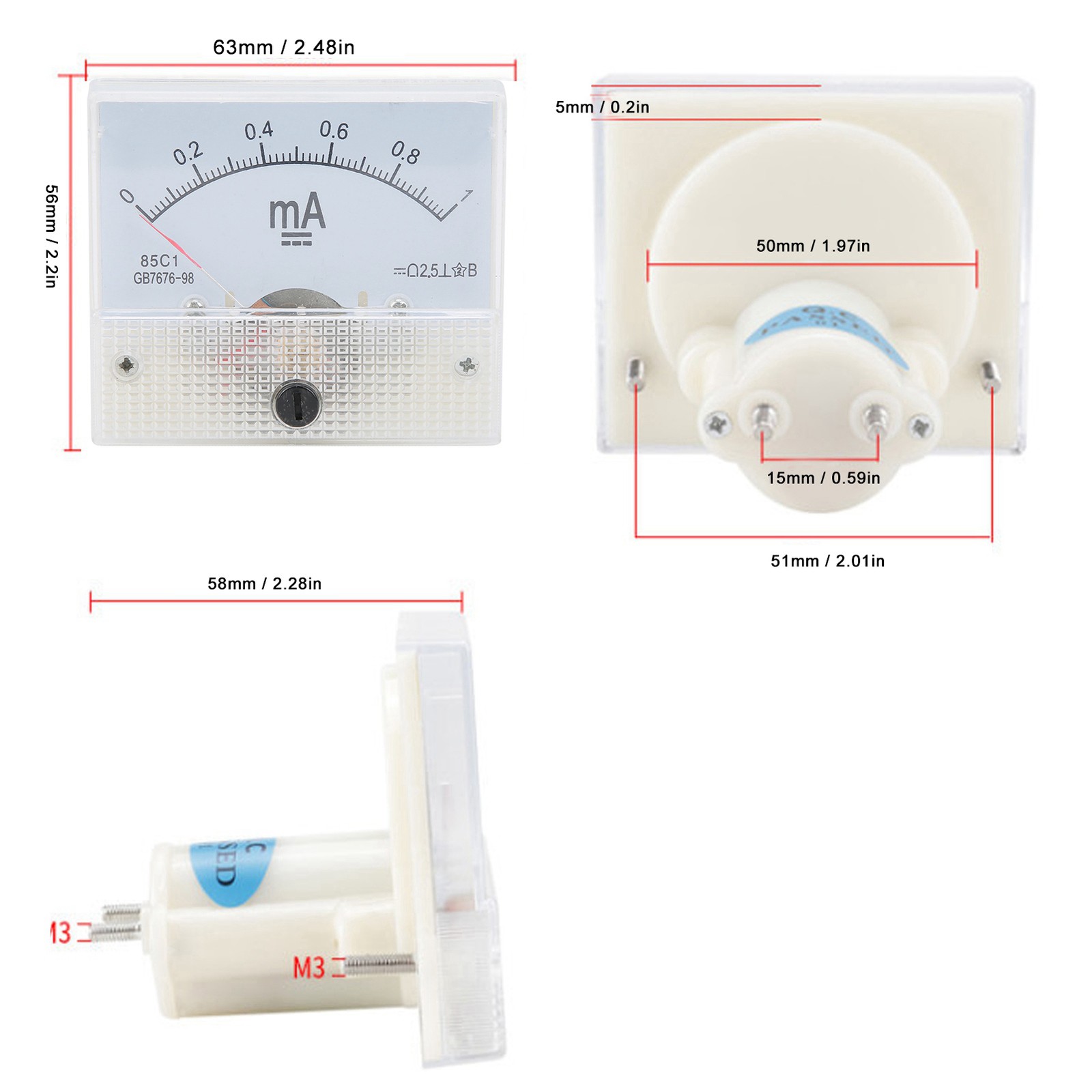 85C1 DC 0~1MA Pointer DC Ammeter Current Measuring Meter Pointer DC Ammeter