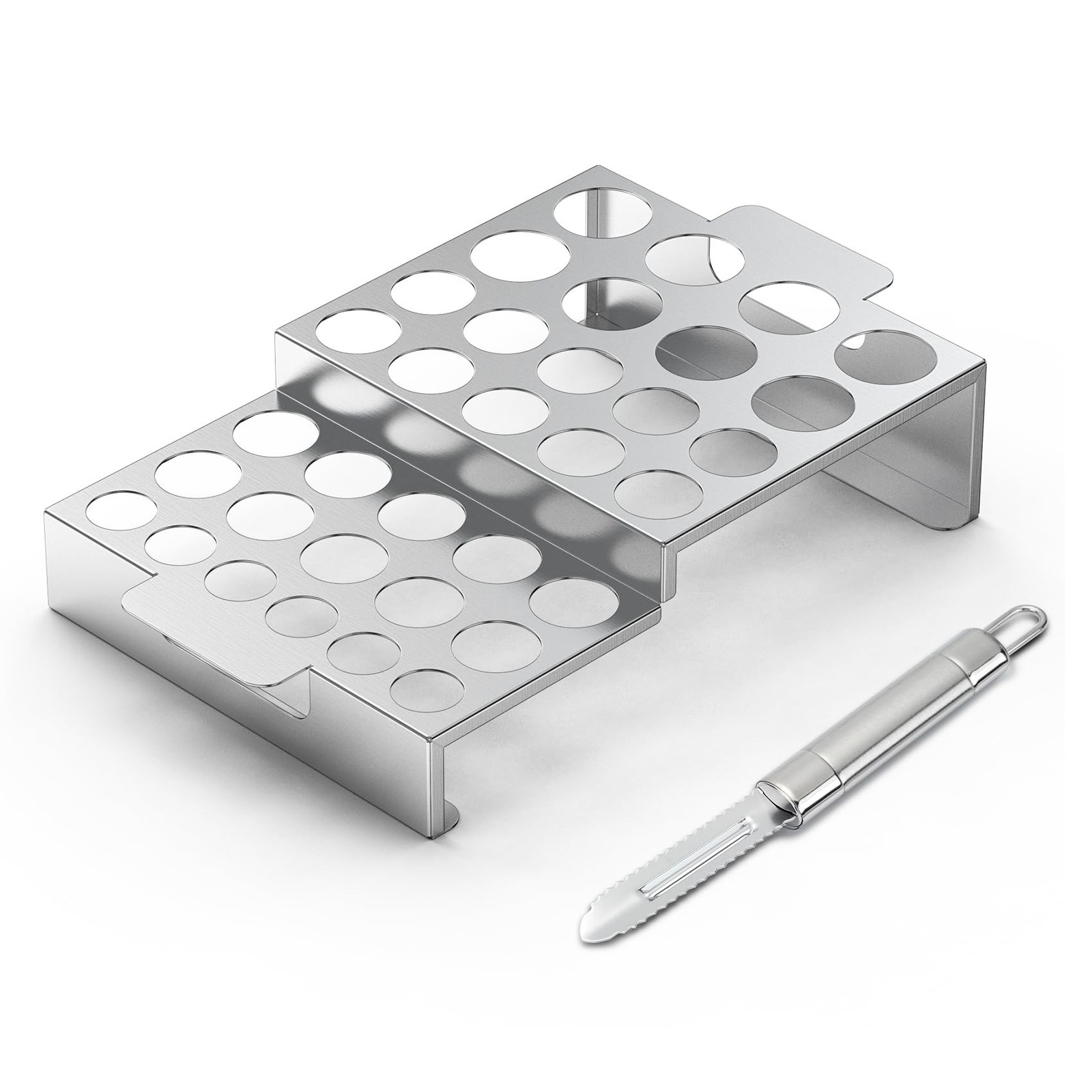 Skyflame Jalapeno Grill Rack with Corer Tool, 34 Hole Stainless Steel Chili P...