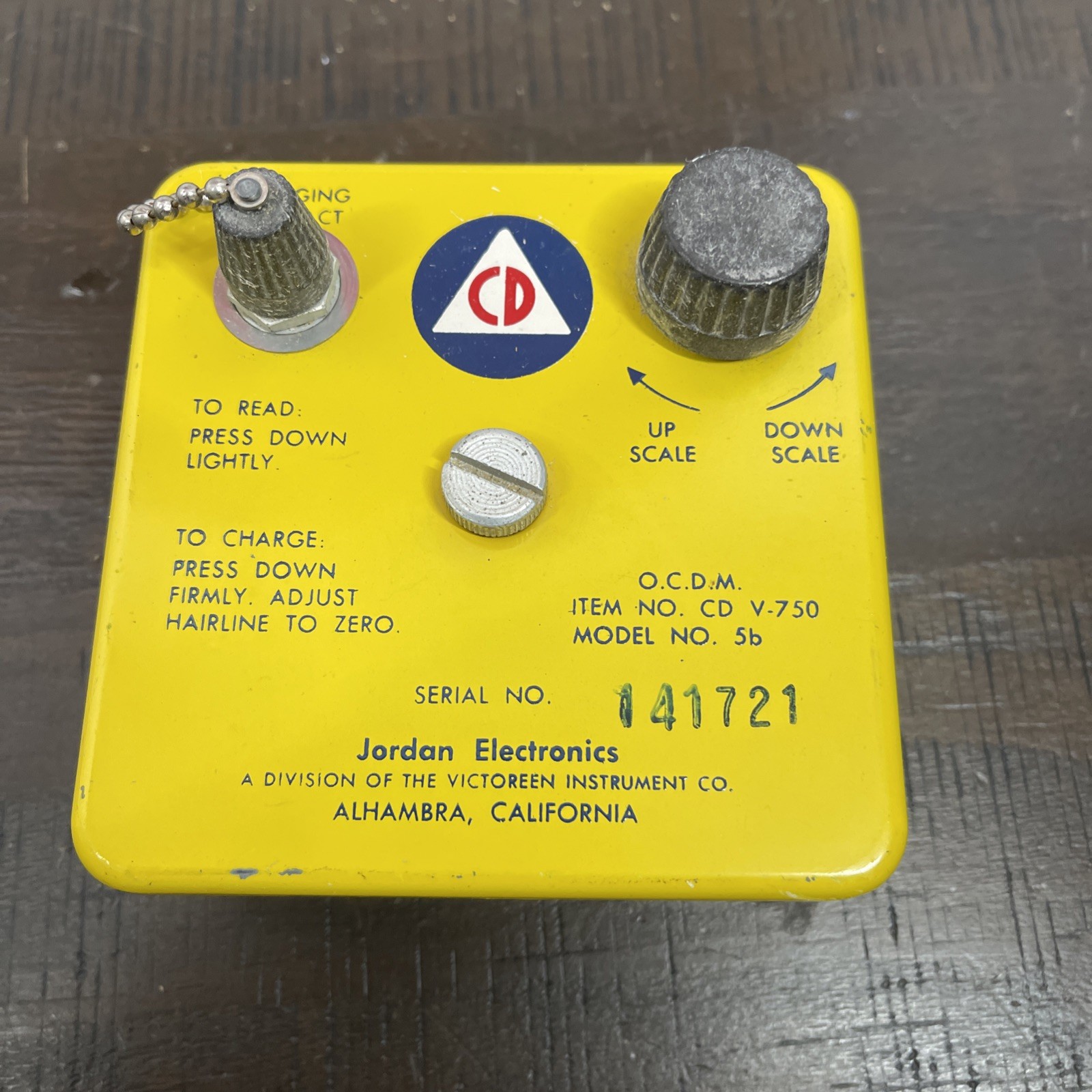 Jordan Electric Radiological Dosimeter Charger Model 5b
