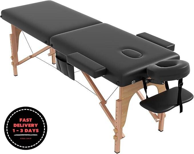 Mesa de masajes Cama de masajes portátil, 29 libras, peso ligero, 2 secciones.