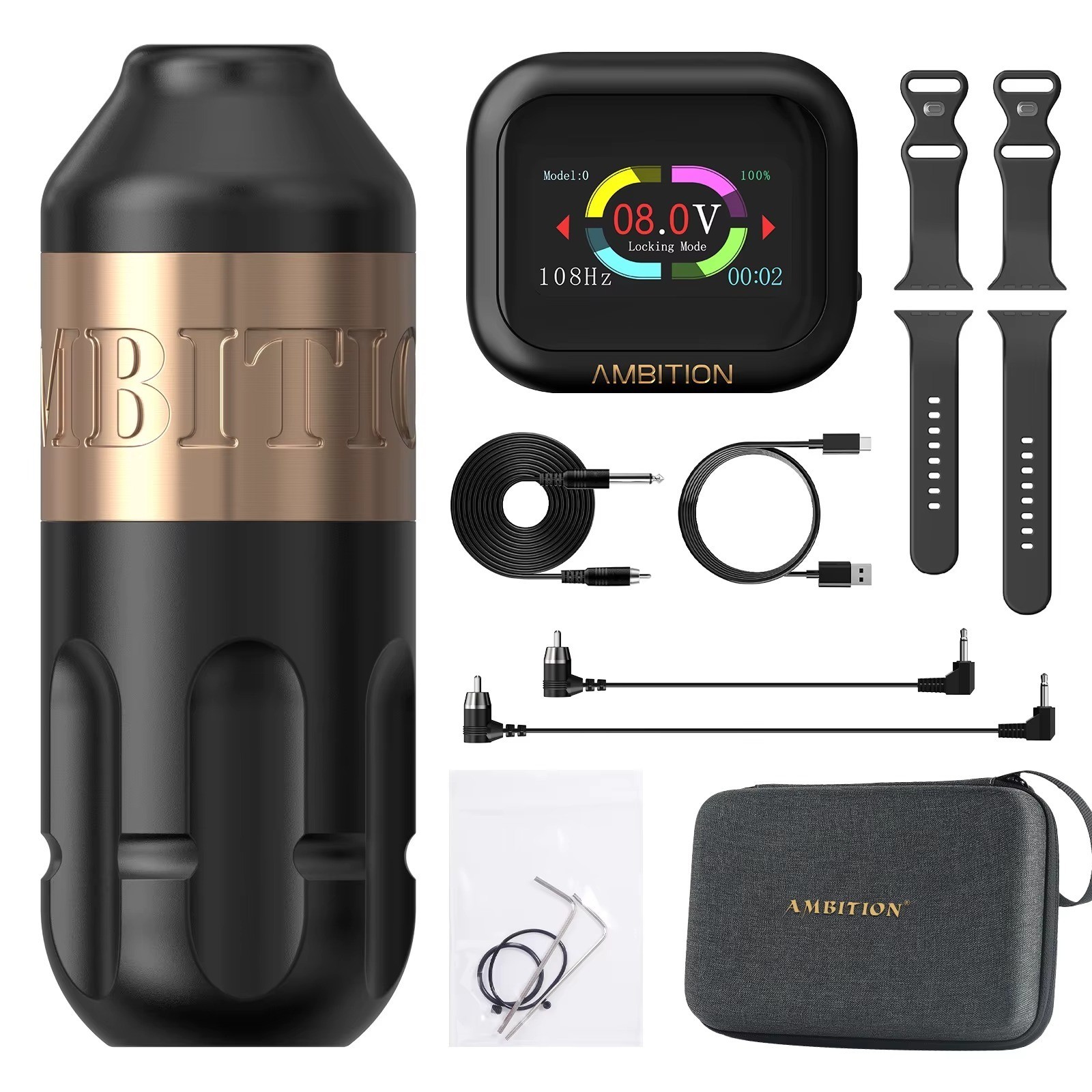 Ambition Short Rotary Tattoo Gun Pen Machine with 1300mAh S1 Tattoo Battery Kit