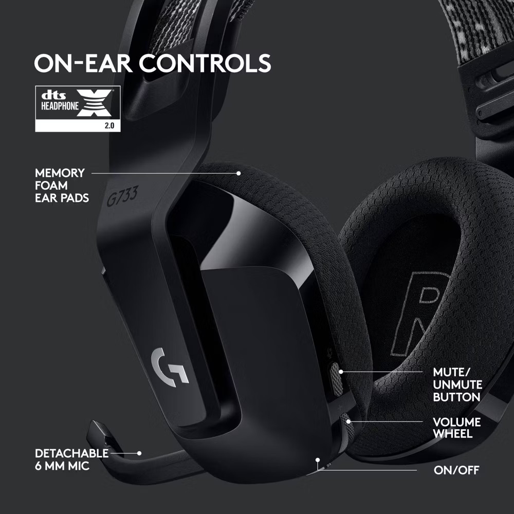 Logitech G733 Wireless Gaming Headset - Black
