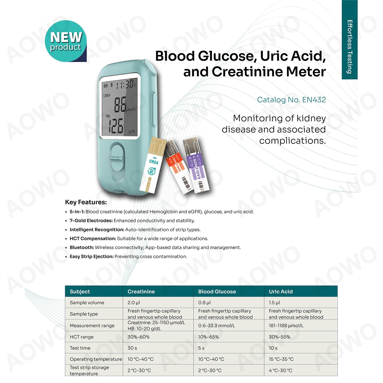 Kidney Function Monitoring Kit – Home Blood Creatinine Meter with 25 Test Strips