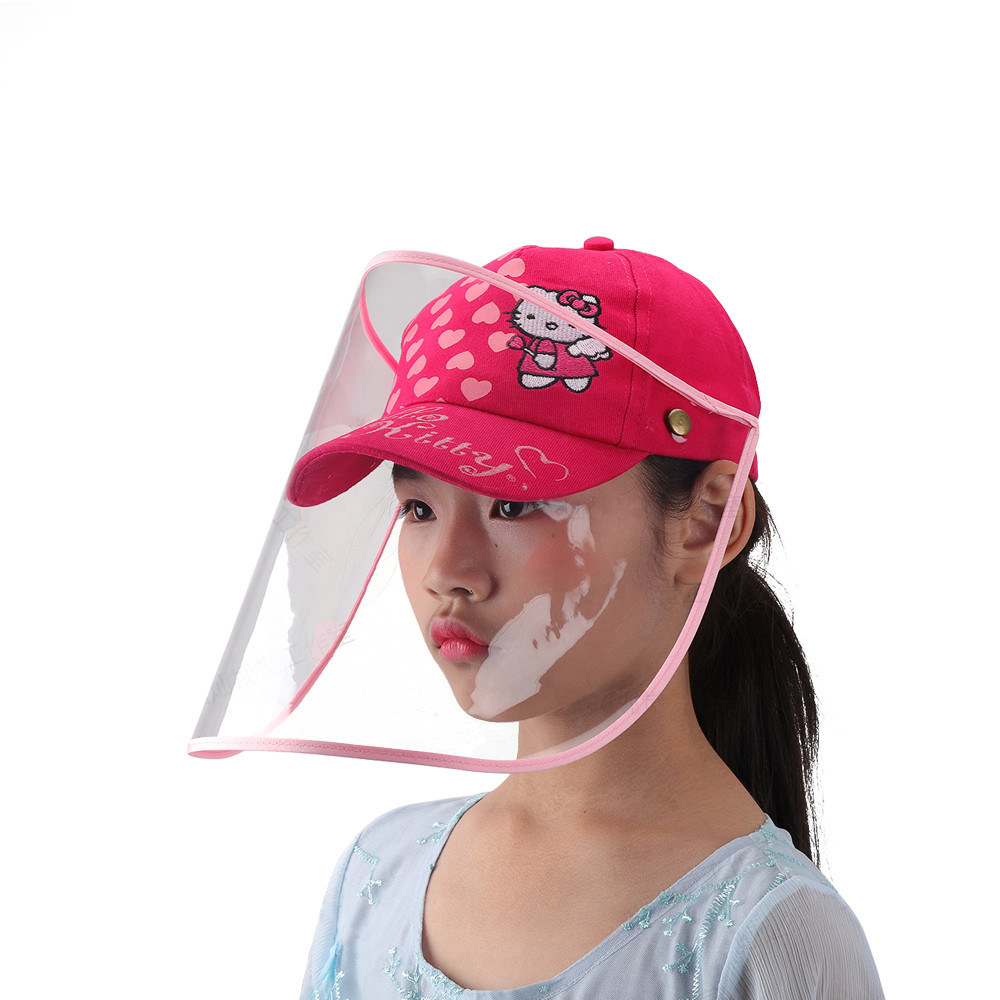 Kids Face Shield Cartoon Baseball Cap with Detachable Shield Dust/Splash/Splash/