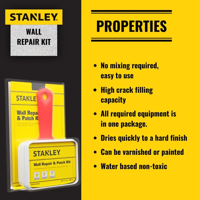 Stanley S552 Wall Repair Patch Kit - White, 9.5 fl oz 2 Pack
