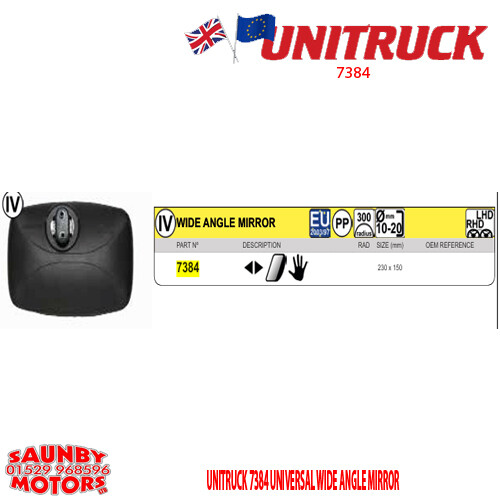 UNITRUCK 7384 UNIVERSAL WIDE ANGLE MIRROR