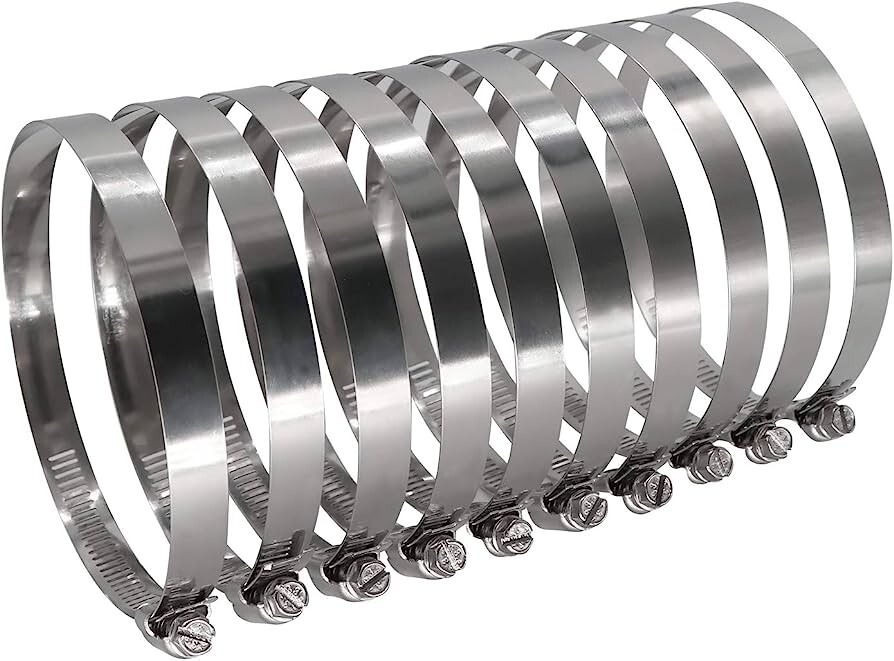 4⅛" to 5" (105-127mm) Worm Gear Hose Clamps 10 Pack