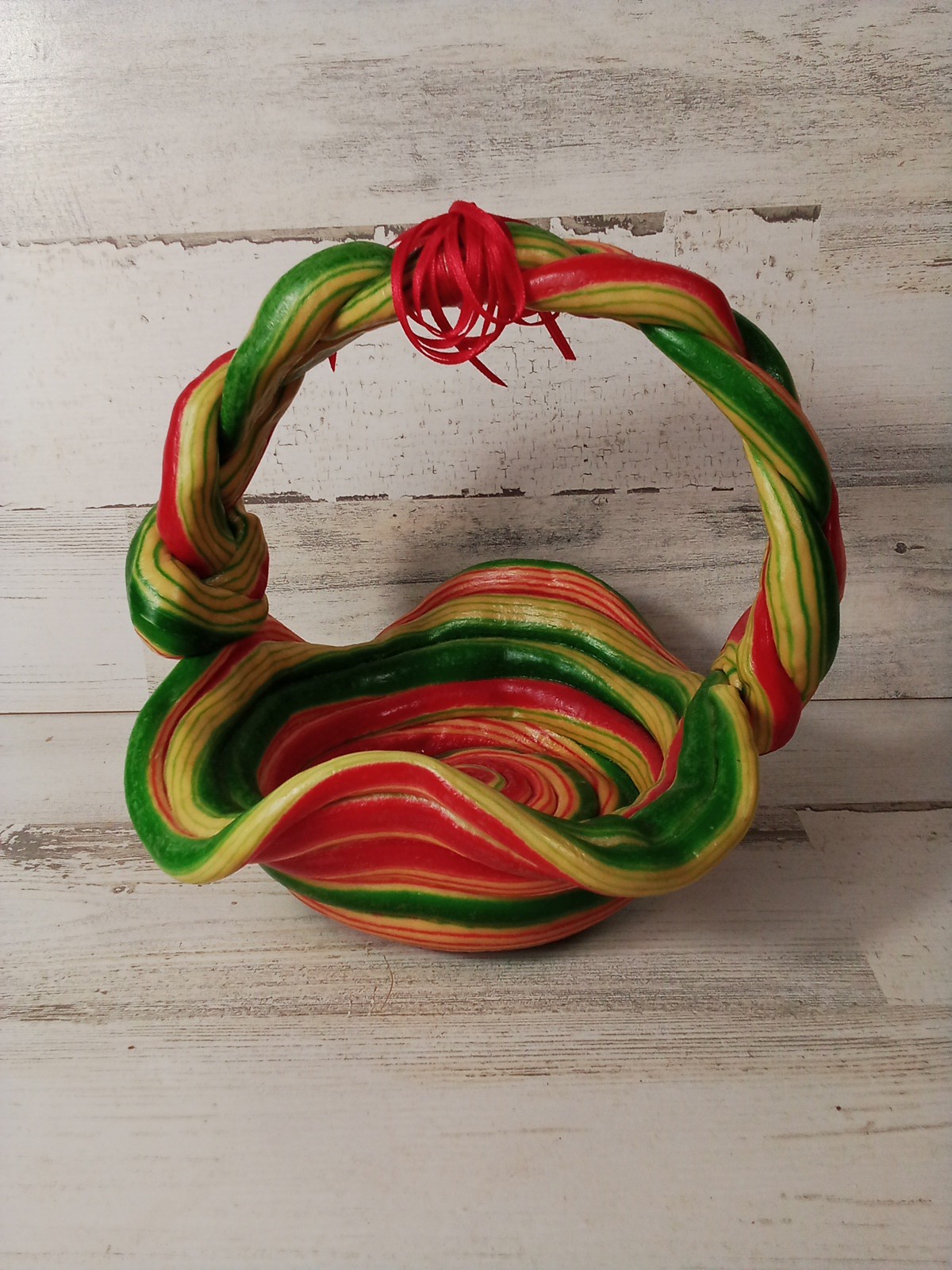 Hard Plastic Multi Color Braided Funky Cool Basket Beautiful Decor