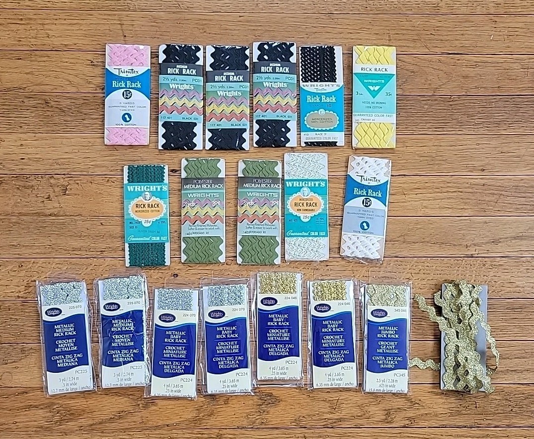 Vintage Sewing Notions Rick Rack Trim Wrights Trimtex Mostly Unopened Lot Of 19