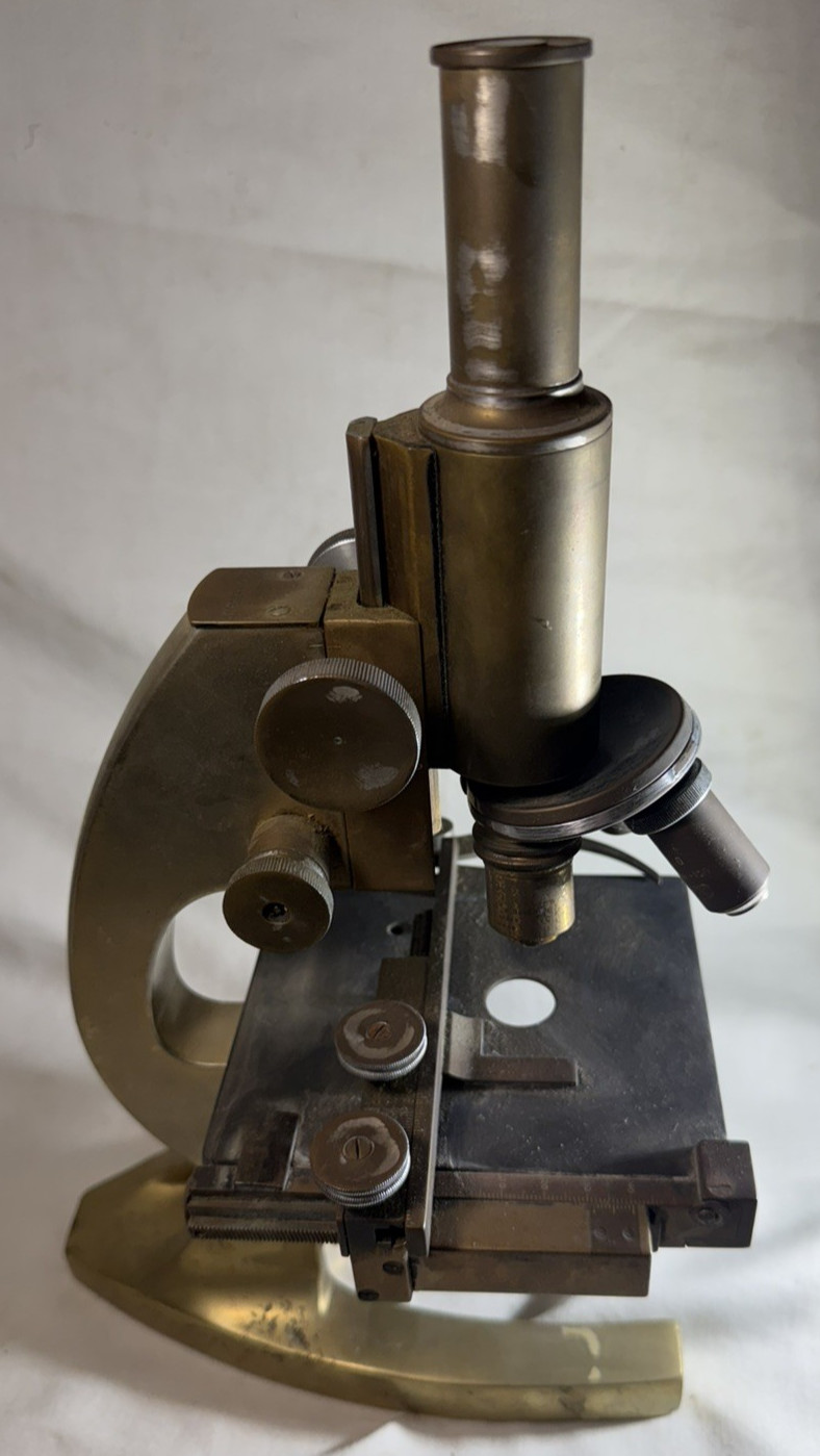 Antique Brass Bausch & Lomb Microscope 1937 Pat. w/ Watson Holos & Seibert Lense