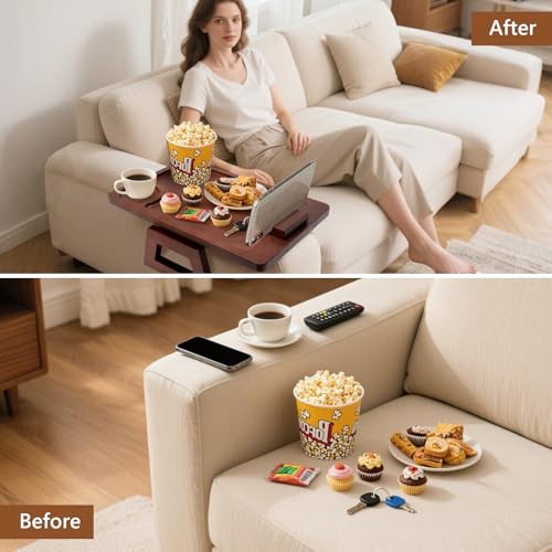 Couch Tray & Sofa Armrest Table - Multi-Functional Couch Trays for Arm,